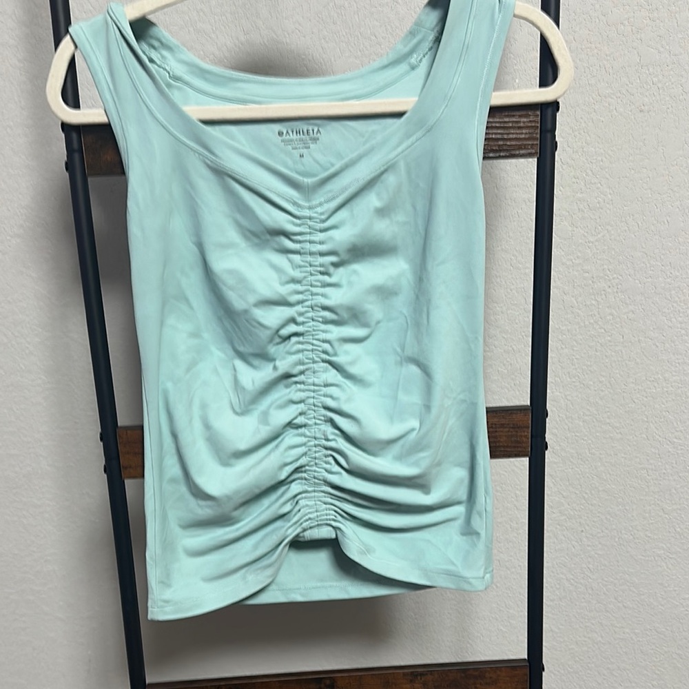 Athleta Light Blue Ruched Tank Top